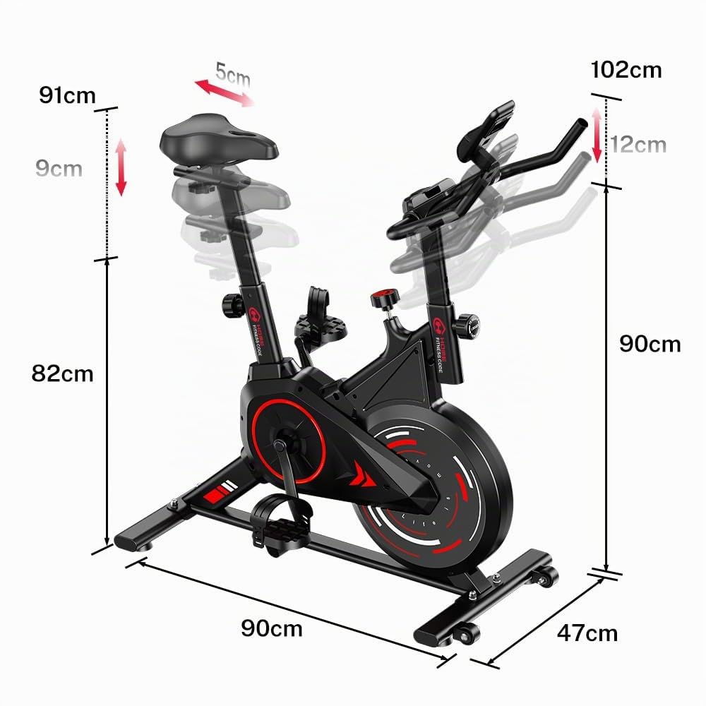Bicicleta Estática, Bici de Fitness Indoor Compacta con Resistencia Ajustable 0-100%, Pantalla LCD, Soporte para Tablet y Sensor Cardíaco, 120 kg