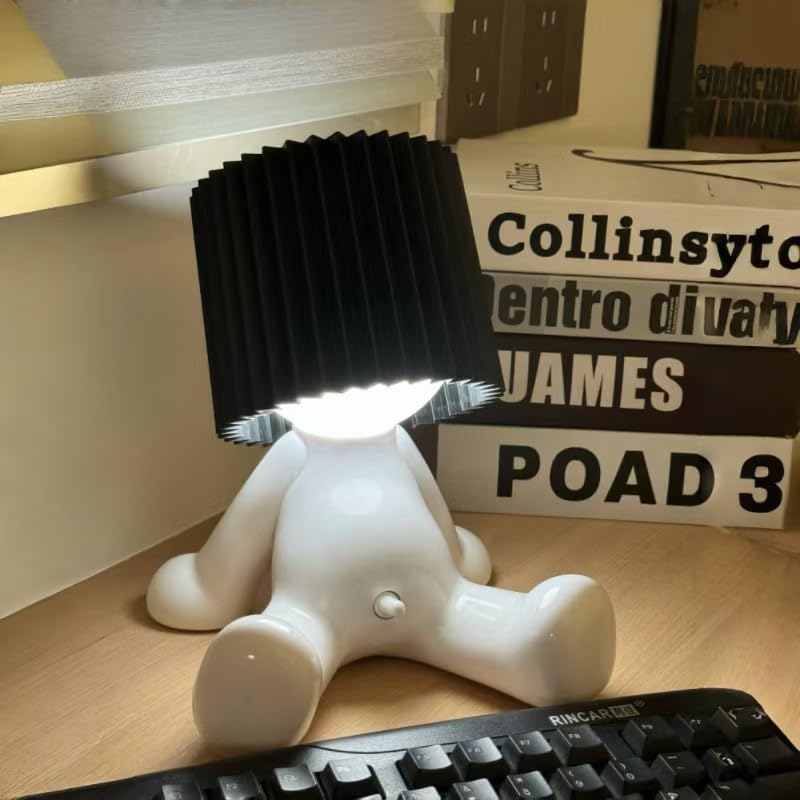 Shy Boy Desk Lamp Creative and Charming Bedroom Night Light Cute Boy Night Light for Christmas and Valentines Day (Black Sitting)