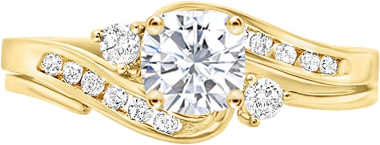 Houston Diamond District 1 to 6 Carat Cushion 14K Yellow Gold LAB GROWN Gemstone and LAB GROWN Diamond Engagement Ring (AAAA Heirloom Quality)