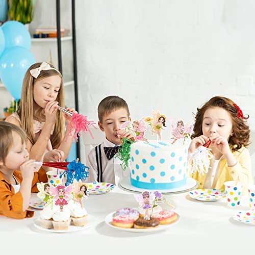 24 Pcs Fairy Cupcake Toppers Elves Theme Watercolor Style Birthday Party Cupcake Decoration For Pink Girl Sunflower Strawberry Bridal Shower Wedding Favors #TOP5