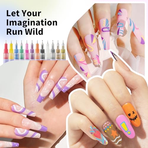 LYXMYGS Nail Art Marker, 12-Colors Nail Art Pens Set, 0.5MM Fine Line Nail Polish Pens for Nail Art, Nail Art Marker Set Suitable for DIY Nail Design, Nail Painting, Home & Salon Manicure Tools - Image 6