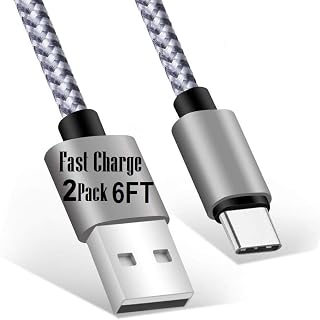 Long USB C Cable 6ft Fast Charging,2-Pack 3A Fast Charging & Data Type C Charger Cord for Samsung Galaxy S8 Plus S9 S10 S10e S11 S19 S20 S22 S23,Note 8/9/10/20,LG/Google/Moto/Swith/PS5