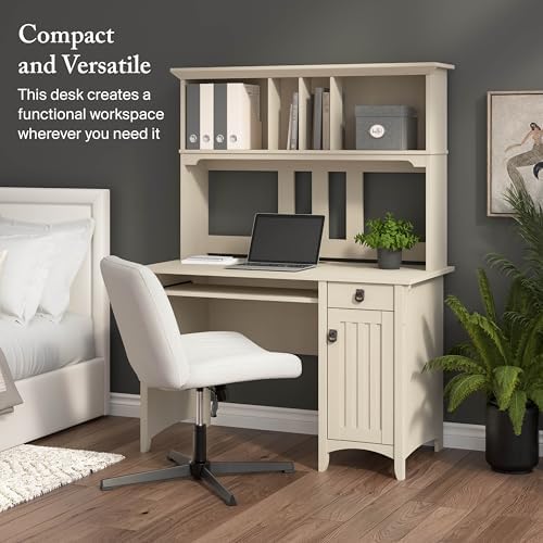 Bush Home Salinas Small Computer Desk with Hutch in Antique White - 3