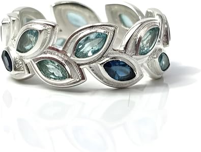 Iolite & Swiss Blue Topaz Ring 925 Sterling Silver Womens Blue Topaz Ring Eternity Band Gemstone Jewelry Gift for Her Stacking Band Statement Ring for Women