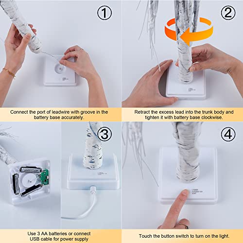 Woohaha 2Ft Lighted Birch Tree With 24L Warm White Leds,Mothers Day Decoration,Battery Powered Timer Money Tree,Artificial Mini Christmas Tree Gift Card Tree For Home Party Wedding #TOP5