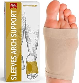 Arch Support Sleeves - Plantar Fasciitis Relief Brace - Foot Arch Supports for Flat Feet Arch and Foot Pain - Men Women 1 Pair Beige