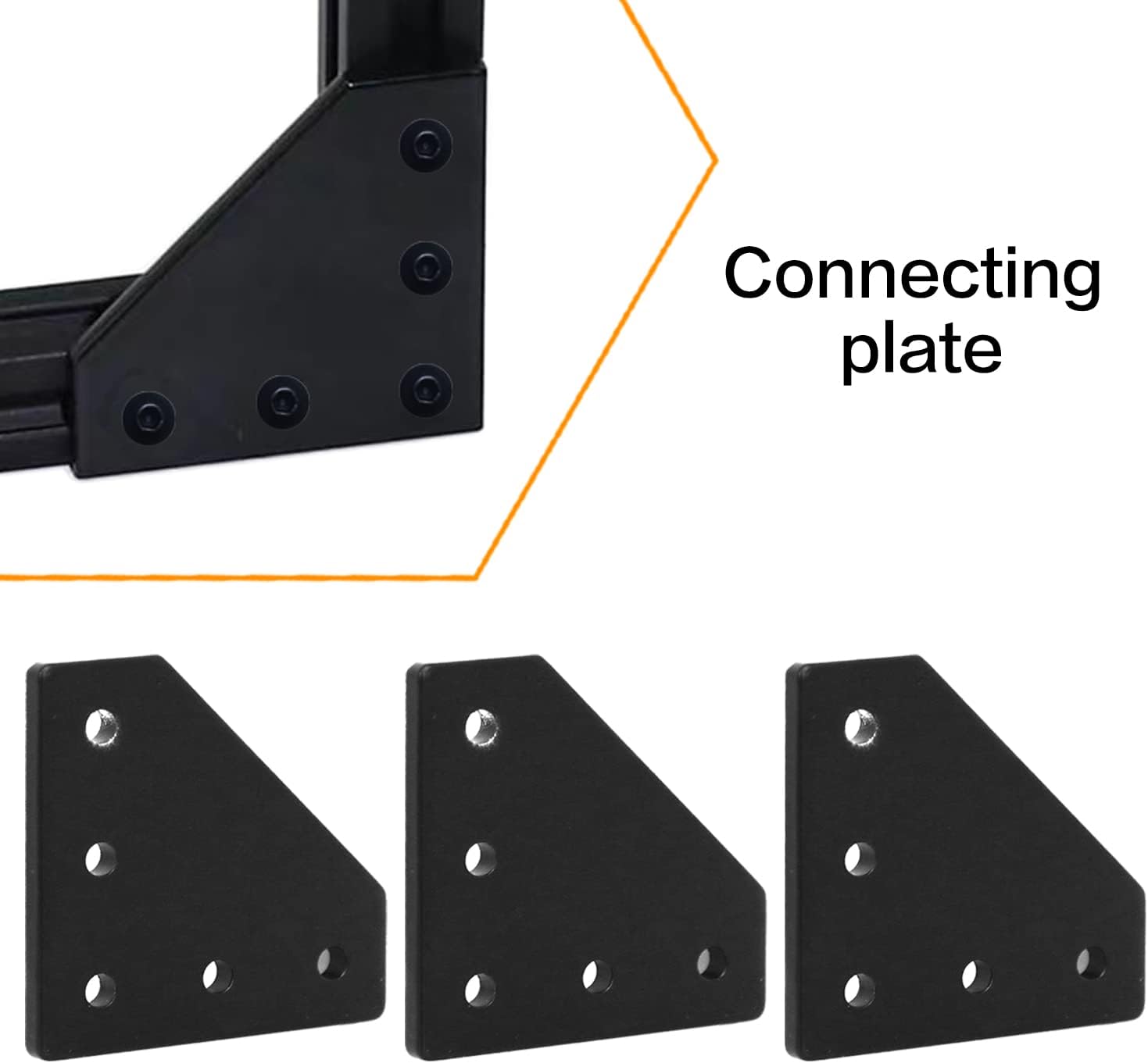10Pcs 3030 Corner Bracket Joint Plate L Shape 5 Hole Aluminum Extrusion Connector with 50Pcs T-Nuts, 50Pcs Screws and 1Pcs Wrench for Aluminum Extrusion Profile