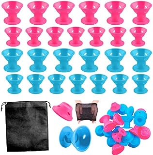 WXJ13 40 Pieces Silicone Hair Curlers Set, 20 Pieces Large and 20 Pieces