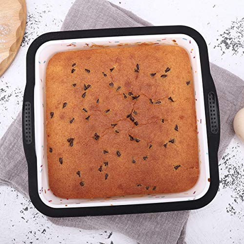 Aichoof Silicone Square Cake Pan 8 X 8 Inch With Reinforced Stainless Steel Frame Inside, Non-Stick Square Baking Mold For Homemade Brownie, Bread, Pie And Lasagana, Bpa Free, Dishwasher Safe #TOP6
