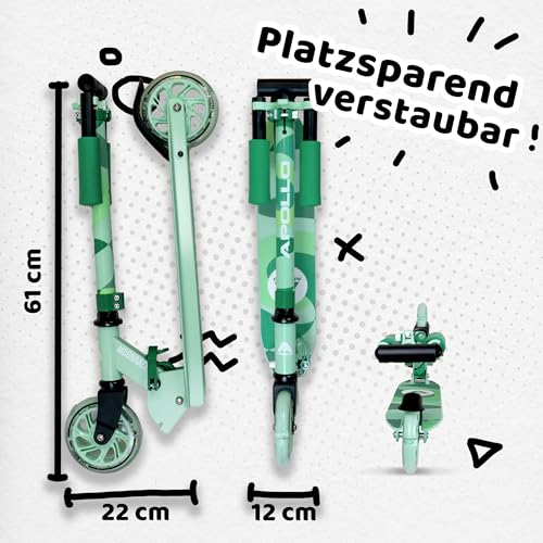 Apollo Scooter LED - Moonracer City Scooter mit Federung, Roller klappbar Tretroller Kinder ab 4 Jahre sportlicher Cityroller verstellbar, perfekt als Roller