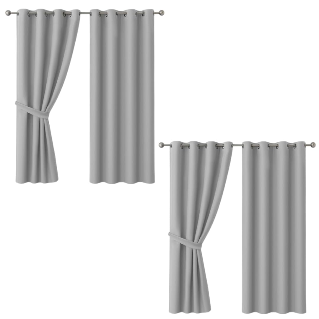 AMEHA Blackout Curtains for Bedroom - Thermal Eyelet Light Grey Curtains Window Treatments Super Soft Ring Top Living Room Curtain & Drapes 2 Panels 46 x 54 inch Drop (Pack of 2)