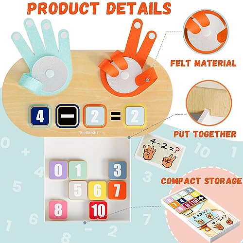 TOP BRIGHT Educational Learning Number Toys for Toddlers 2-4 Years, Kids Finger Counting Math Number Blocks Homeschool Supplies, Montessori Toys for 3 4 5 Year Old - Image 6