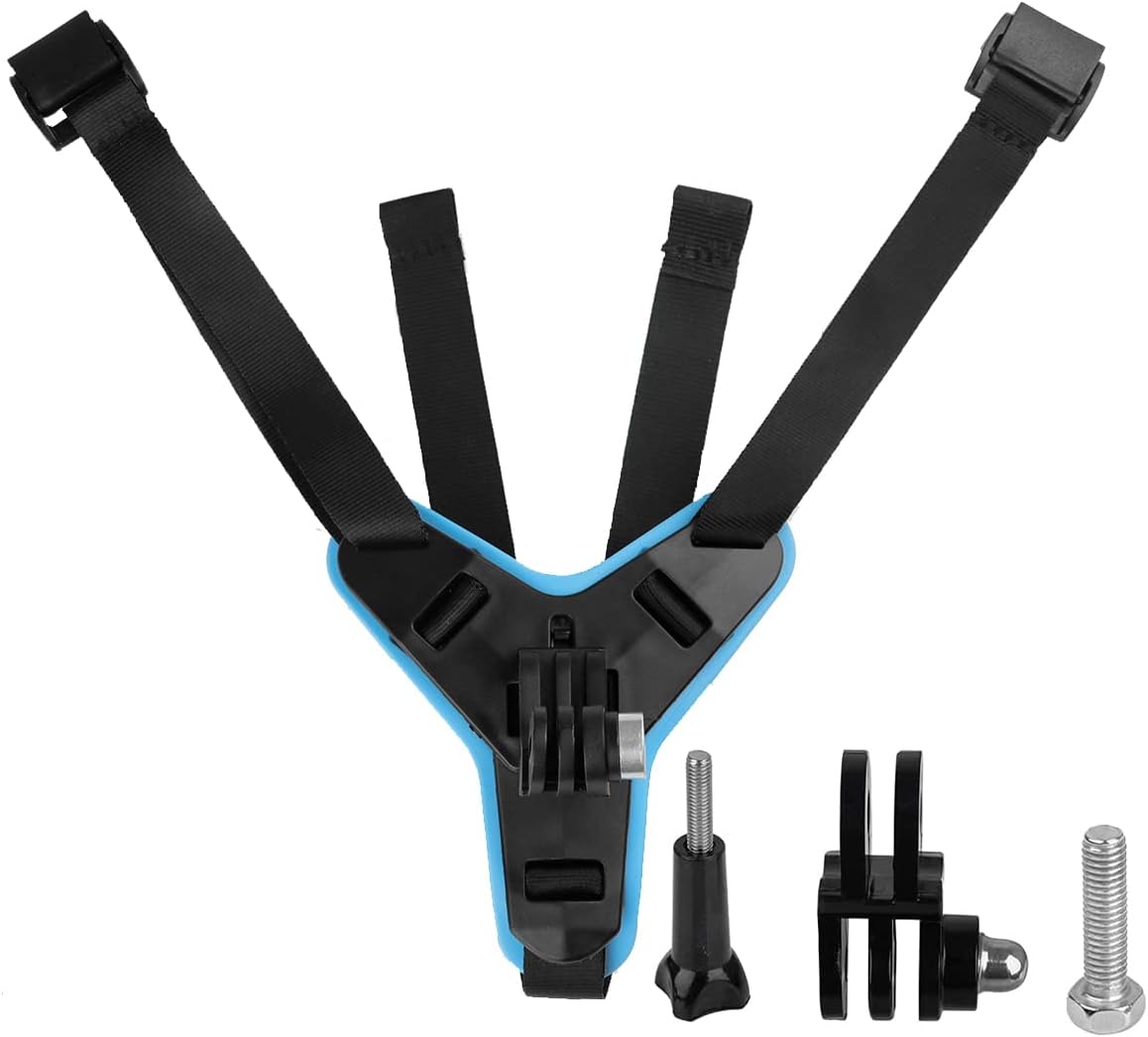 Motorcycle Helmet Chin Strap Mount Compatible with GoPro Hero 13, 12, 11, 10, 9, 8, 7, (2018), 6, Hero Black, DJI Osmo Action 5 pro/4/3/2,Insta360 ONER AKASO Campark YI and More (Blue)