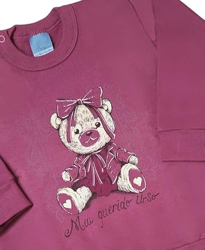 Malwee, Blusão Feminino Em Moletom Flanelado Urso Nº 1 Ao 3 Malwee Tamanho:1;Cor:Fúcsia