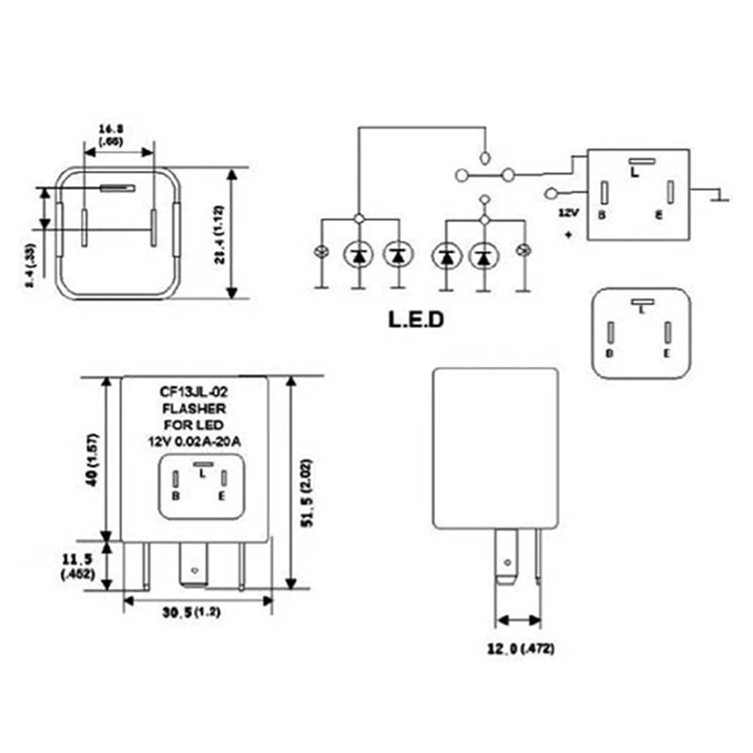 5X Car 3-Pin CF-13 Electronic LED 12V Flasher Relay Fix for Turn Signal Blinker