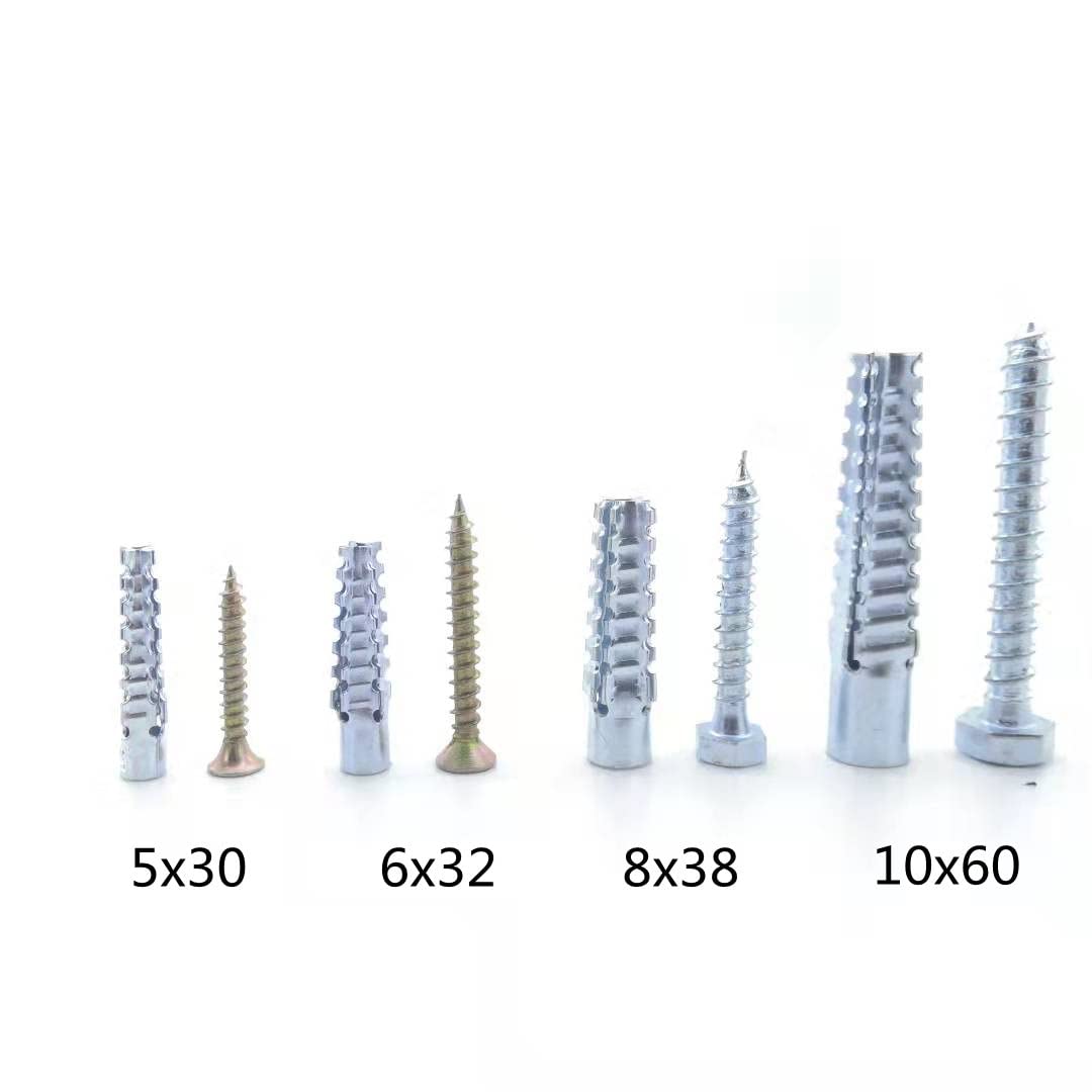 Juego de tacos y tornillos de pared, Expansión dentada Anclaje de pared sólida Pernos de pared seca de hormigón for tornillo Reemplace la edad Tapones de plástico Anclajes Tubo Espiga Pernos de anclaj