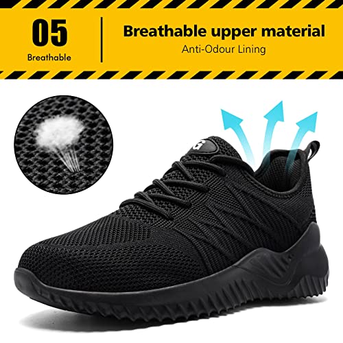 Tinefiy Steel Toe Shoes For Women Lightweight Comfortable Slip Resistant Safety Work Sneakers Cushion Puncture Proof Shoes Indestructible Shoe Size 6.5 #TOP5