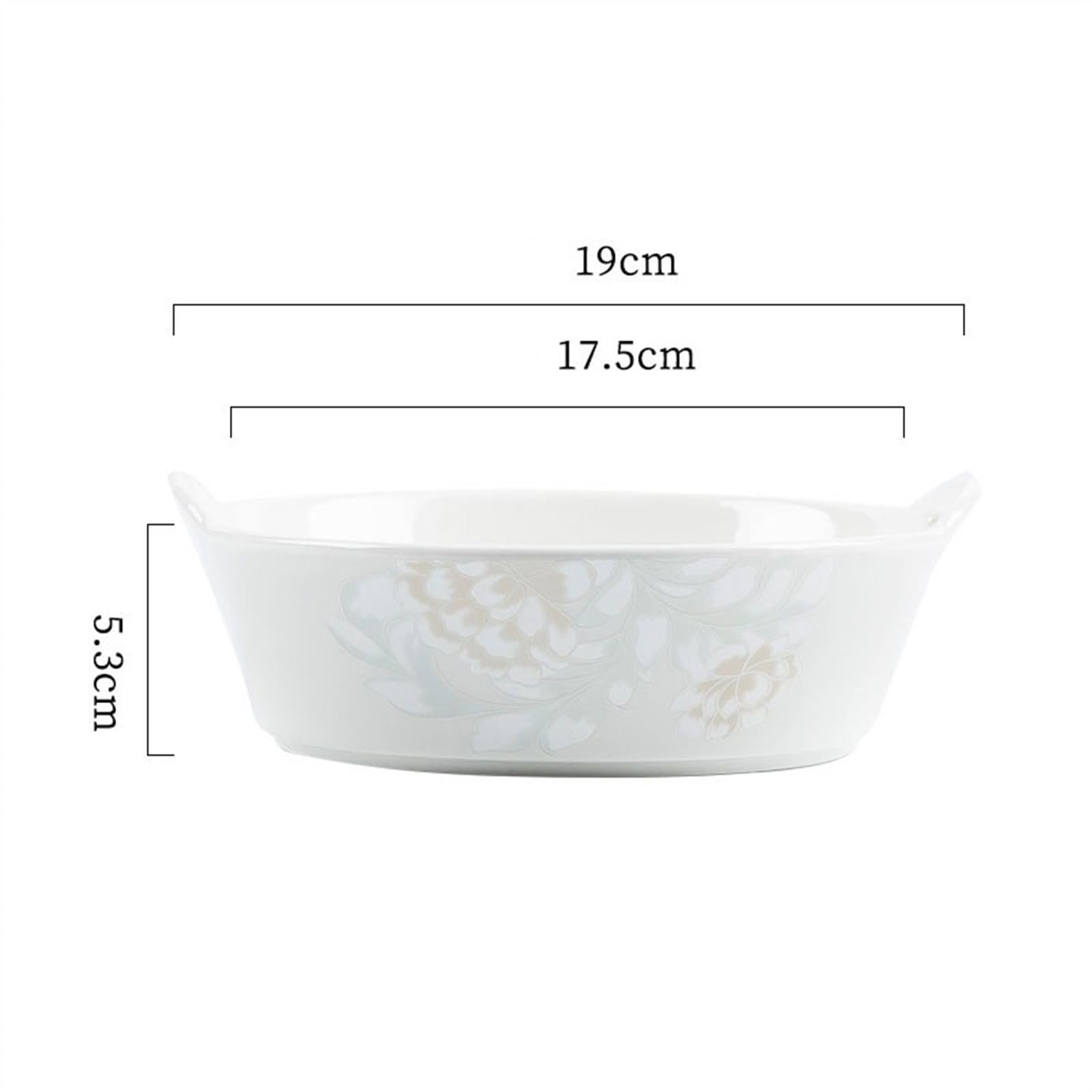 Versátil Plato de cerámica for hornear, cuenco for doble oreja, plato for ensalada frutas(Blanco)
