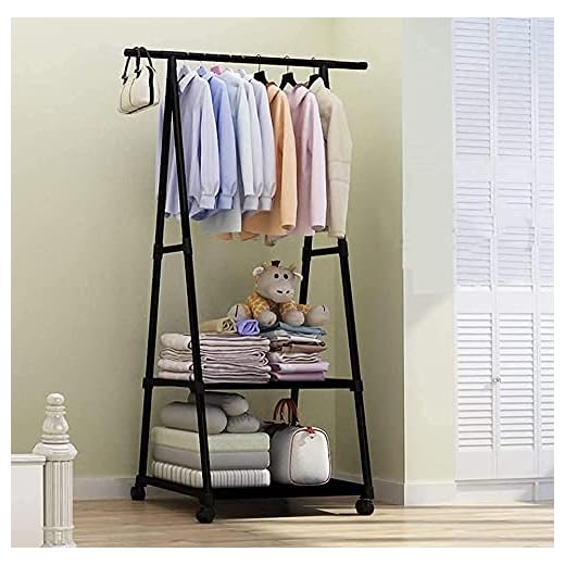 Lukzer A-Shape MGR-010/Black Garment Rack | Multipurpose Coat Hanger, Clothes Organizer with 2 Bottom Shelves, Space-Saving Storage, Stylish Home Decor, Clothing Display (160 x 55 x 42cm)