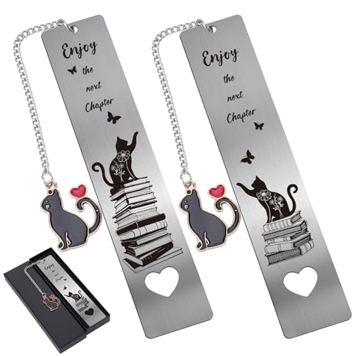 Berirexrion Cute Cat Metal Bookmark - 2 Pcs Enjoy The Next Chapter