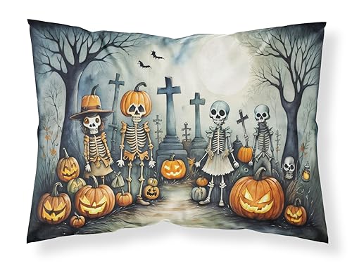 Caroline's Treasures DAC2229PILLOWCASE Calacas Skeletons Spooky Halloween Fabric Standard Pillowcase Lightweight Super Soft Easy Care Decorative Artwork Pillowcase, Standard