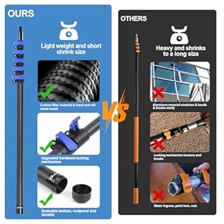 DOBEN Tige télescopique en fibre de carbone de 7,3 m avec tête filetée universelle, manche télescopique en fibre de carbone, tiges d'extension pour le nettoyage, les rouleaux de peinture, le nettoyage