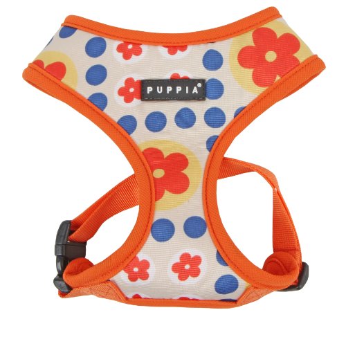 Puppia Authentic Blossom Harness A, X-Small, Orange #TOP24
