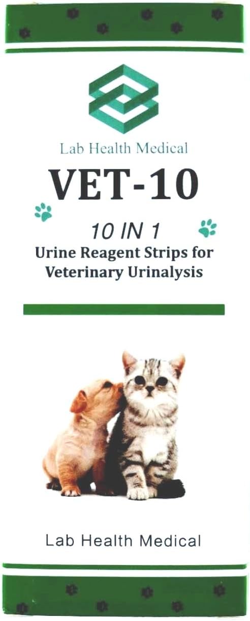 Lab Health Medical Vet-10 Animal Urine Test Strips - 50 Strips