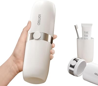 Travel Toothbrush Cup Case,Portable Toothbrush Holder and mouthwash Cup Toothbrush Travel Case,Toothbrush Box Set with Exhaust Button,for Camping, Traveling, Home, School, Business