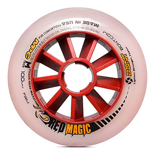 Bont Skates - Red Magic Inline Speed Skate Wheels - Road Or Track Skating - Single Wheel (100Mm X-Firm) #TOP3