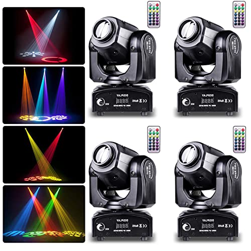4 luces LED Moving Head DMX512 UKing 50W LED discoteca efecto de luz 8 patrones 8 colores luz fiesta con 4 unidades mando a distancia 9/11 canales Gobo LED focos para DJ Bar Club de escenario Cover