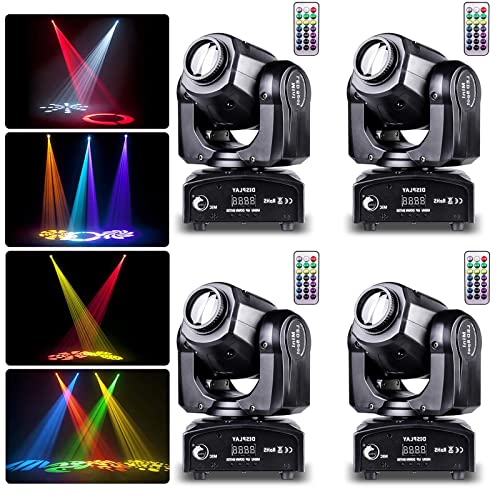 4pcs LED Moving Head DMX512 UKing 50W LED Disco Lichteffekt 8 Muster 8 Farben Partylicht mit 4 Stück Fernbedienung 9/11 Kanäle Gobo LED Strahler für DJ Bar Club Bühnenlicht