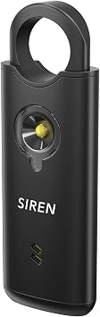 Personal Safety Alarm by Silent Beacon 135dB Siren, Flashing Light, Pull & Vibration Activation, USB-C Rechargeable Keychain Black