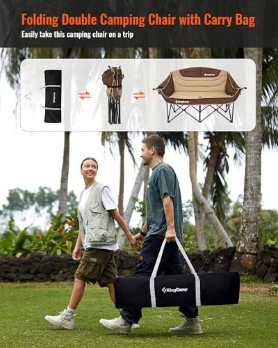 Image of KingCamp Double Camping Chair, Oversized 880lbs Heavy Duty Loveseat XL