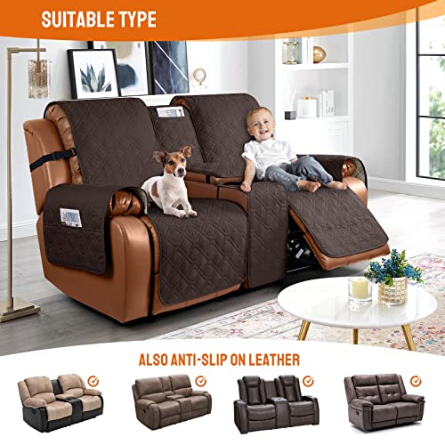 Vansofy Loveseat Recliner Cover With Console 100% Waterproof Sofa Slipcovers Non-Slip Reclining Couch Cover Split Sofa Covers Furniture Protector For Pets, Dogs(Chocolate) #TOP3