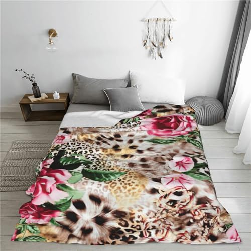 Couverture polaire lit imprimé léopard rose plaid canapé chaud - 7