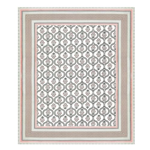 Image of Living Roots Ethnic Jaipur Block Print Double Cotton Bedsheet & 2 Pillow Covers, for Mattress Upto 6 inches Thick, No Colour Bleeding, Peach Colour, King Size 90 * 108 inches, 120TC (604-B)