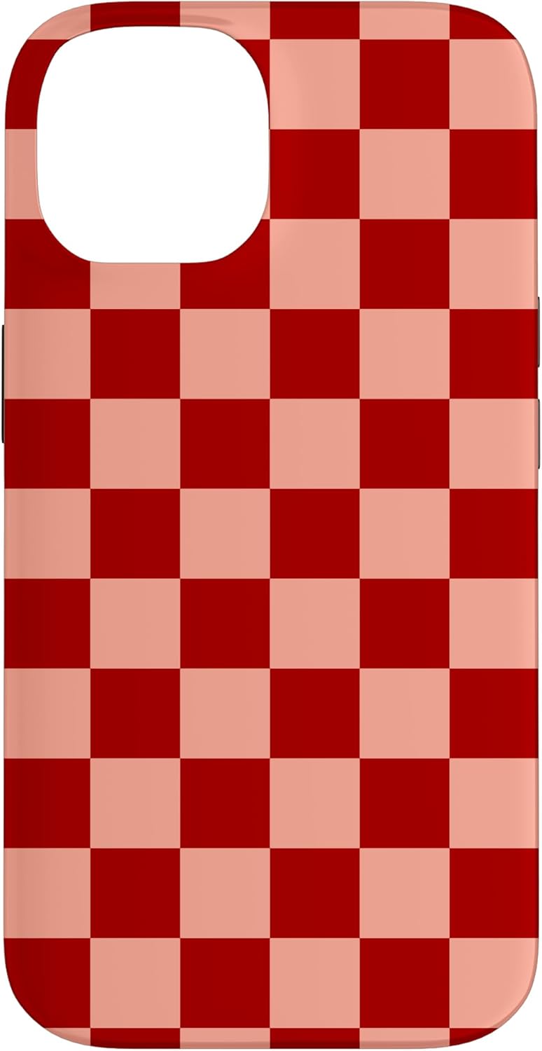 iPhone 13 Red Pink Checkered Checkerboard Pattern Case