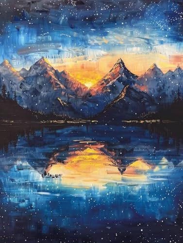 Pintar por Números Adultos Montaña Lienzo Atardecer Relajación Creativa Cuadros DIY 100x130cm