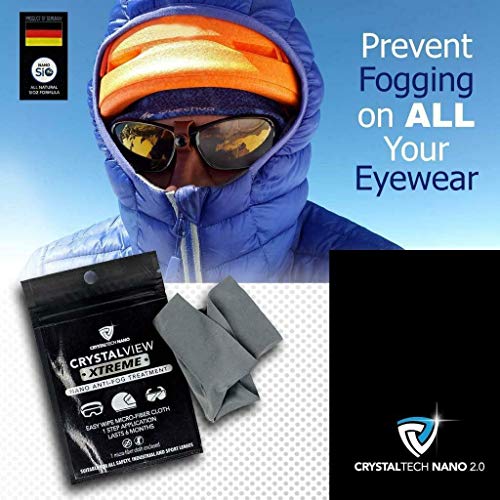 Crystaltech Nano Anti-Fog Wipe Treatment For Glasses, Goggles, Masks And Visors | Reusable Cloth | Eyewear Fog Protection For Work, Cycling, Skiing, Sports | For Humidity, Sweat And Temperature Change #TOP3