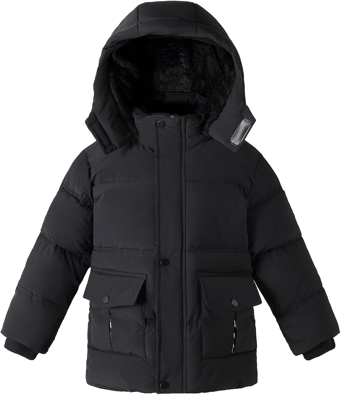 Little Boys Winter Fleece Coat Puffer Jacket with Hood Thick Padded Kids Clothes