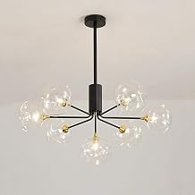 Chandeliers with 5 Deflated Glass Bubble Lampshade Creativity Pendant Light Globe Ceiling Light Living Room Bedroom-Black 5-Light-Black-7Alight