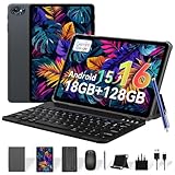 Tablet Android Tablets 10 Inch-Electronics Tablets with Keyboard, 18GB+128GB/2TB TF Upgradeable Android 16 Tablet, Gemini AI 2 in 1 Tablet with Pen, BT5.0, GPS, OTG, Suitable for Joy and Office