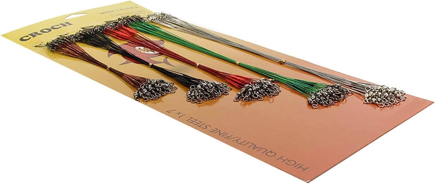 Croch 100pcs Fishing Leader Stainless Steel Fishing Trace Spinner Wire Rig with Swivels and Snaps