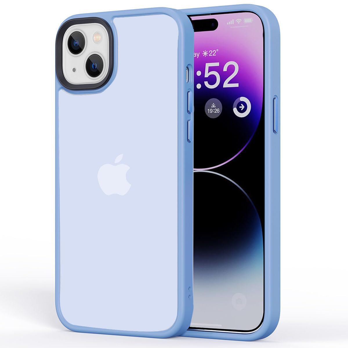 SHPDRFA Compatible with iPhone 15 Case Matte, Ultra Thin Translucent Matte Hard Back with Silicone Slim Case Shockproof Anti-Fingerprint Anti-Scratch Phone Case for iPhone 15 6.1 -Inch, Sierra Blue