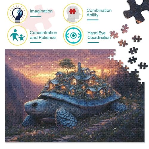 Puzzle de 1000 piezas de papel con diseño de tortuga gigante de fantasía para decoración 3