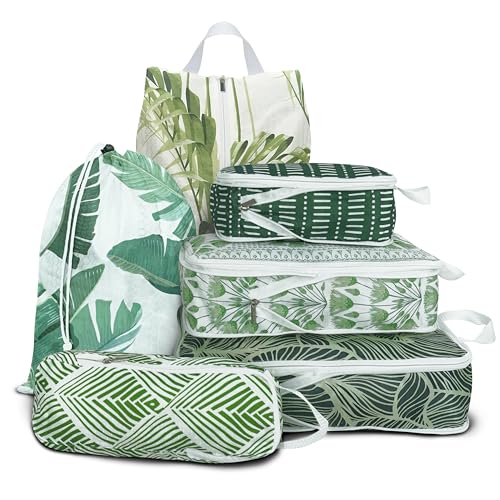 6 Pcs Compression Packing Cubes, Packing Cubes for Travel, Waterproof Luggage Organizer Bags Set, Cute Packaging Cubes for Women Kids Backpack Carry-Ons