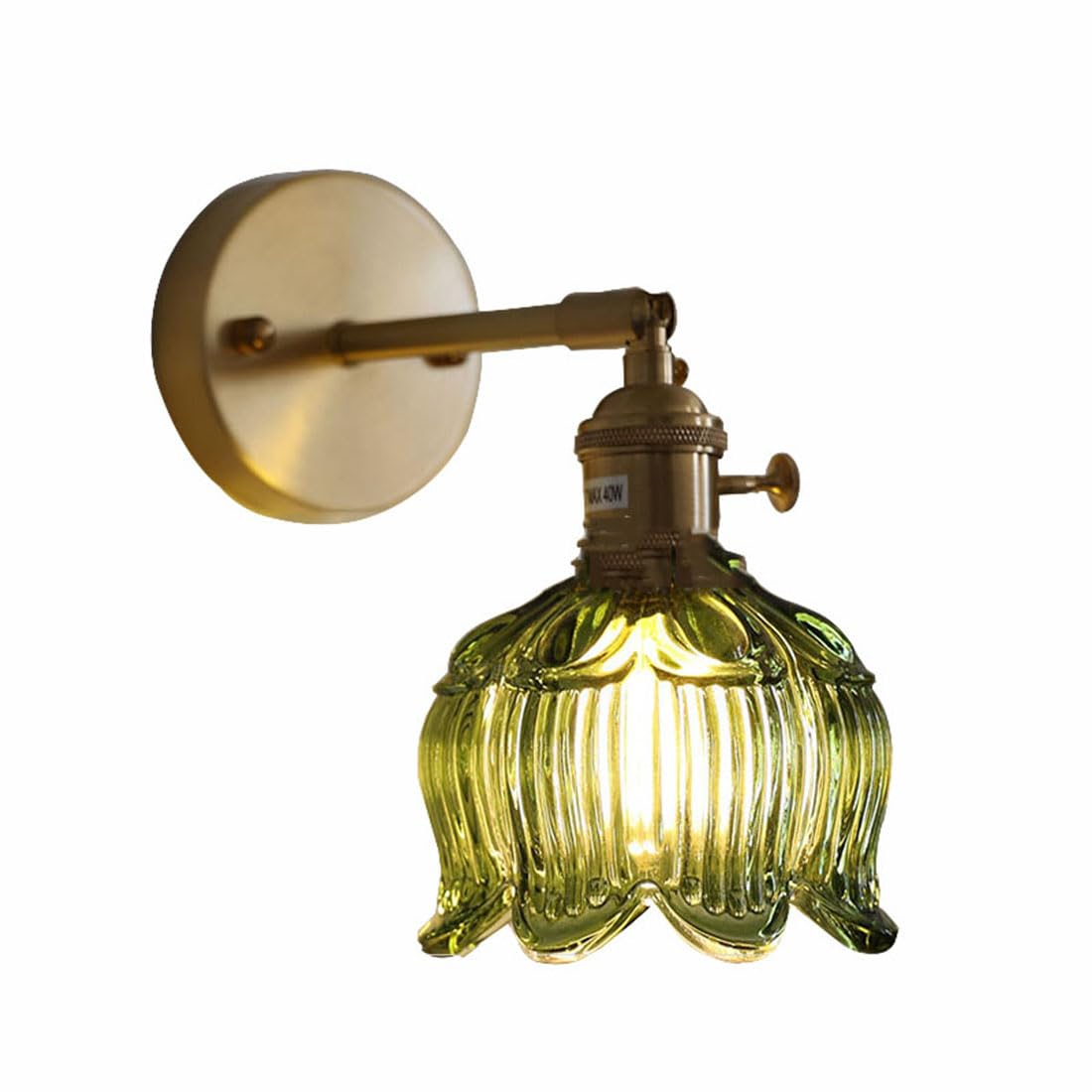 HUAYUSEDF Industrial Modern Wall Lights with Switch Up & Down Adjustable Wall Sconces Lighting Glass Lampshade Vintage Wall Lamp for Bedroom Living Room Kitchen Loft (Green)(Green)