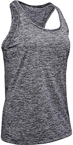 Under Armour Women's Tech Twist Tank Top , Black (001)/Metallic Silver , X-Large