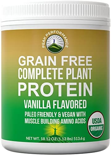 Organic Paleo Grain Free Plant Based Protein Powder. Complete Raw Organic Vegan Protein Powder. Amazing Amino Acid Profile and Less Than 1g of Sugar. Hemp Protein Pea Protein Powder Vanilla Flavored